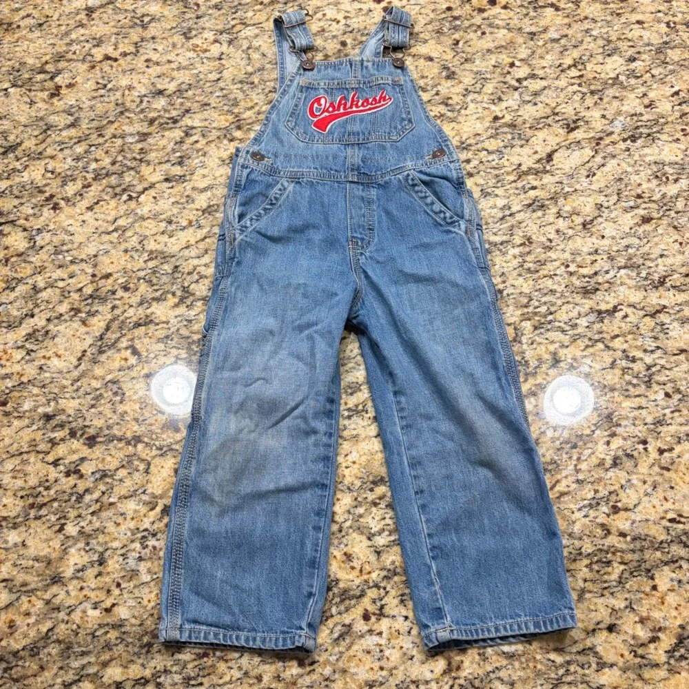 OshKosh Bgosh Toddler Boys Denim Overalls Blue Size 4T Bib Overalls v